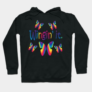 Wingin It with Rainbow Butterflies Hoodie